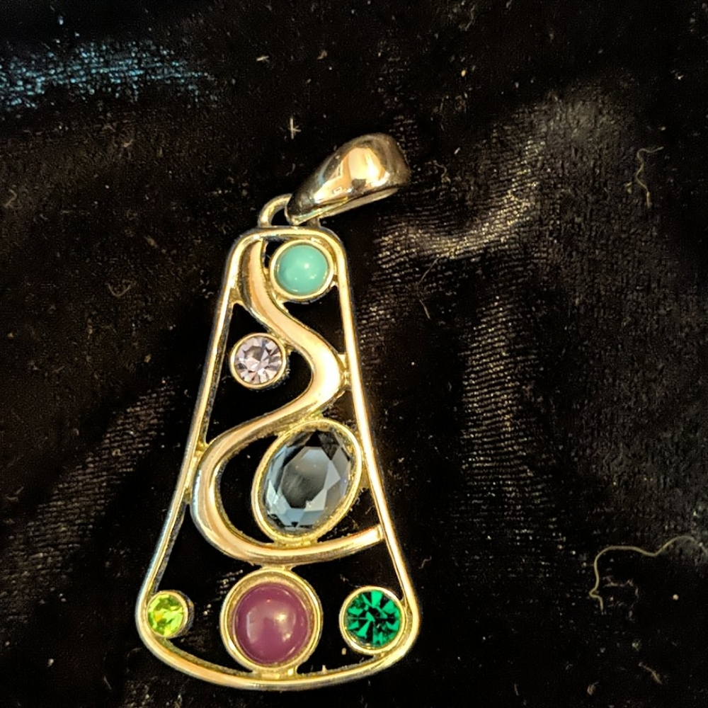 Lia Sophia silver and multi color pendant